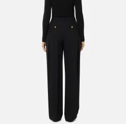 Elisabetta Franchi Trousers And Shorts|Straight enver satin trousers with double darts Black