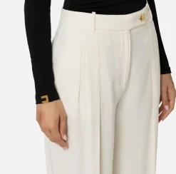 Elisabetta Franchi Trousers And Shorts|Straight enver satin trousers with double darts Butter