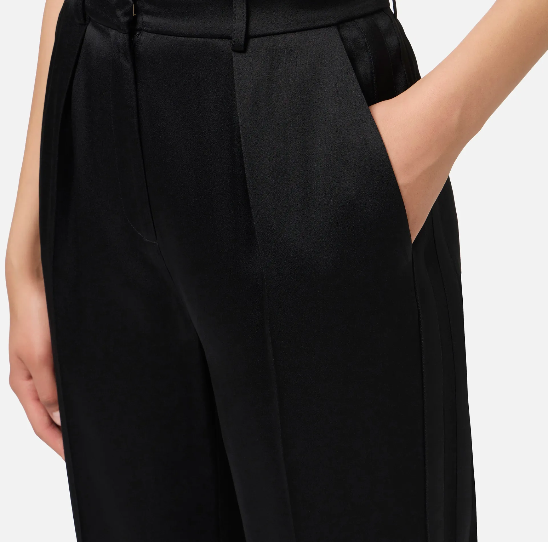 Elisabetta Franchi Trousers And Shorts|Tailleur|Straight enver satin trousers with satin bands