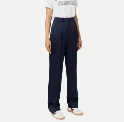 Elisabetta Franchi Tailleur|Trousers And Shorts|Straight enver satin trousers with satin bands Navy