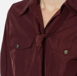 Elisabetta Franchi Shirts And Blouses|Straight shirt in technical nylon with tie RougeNoir