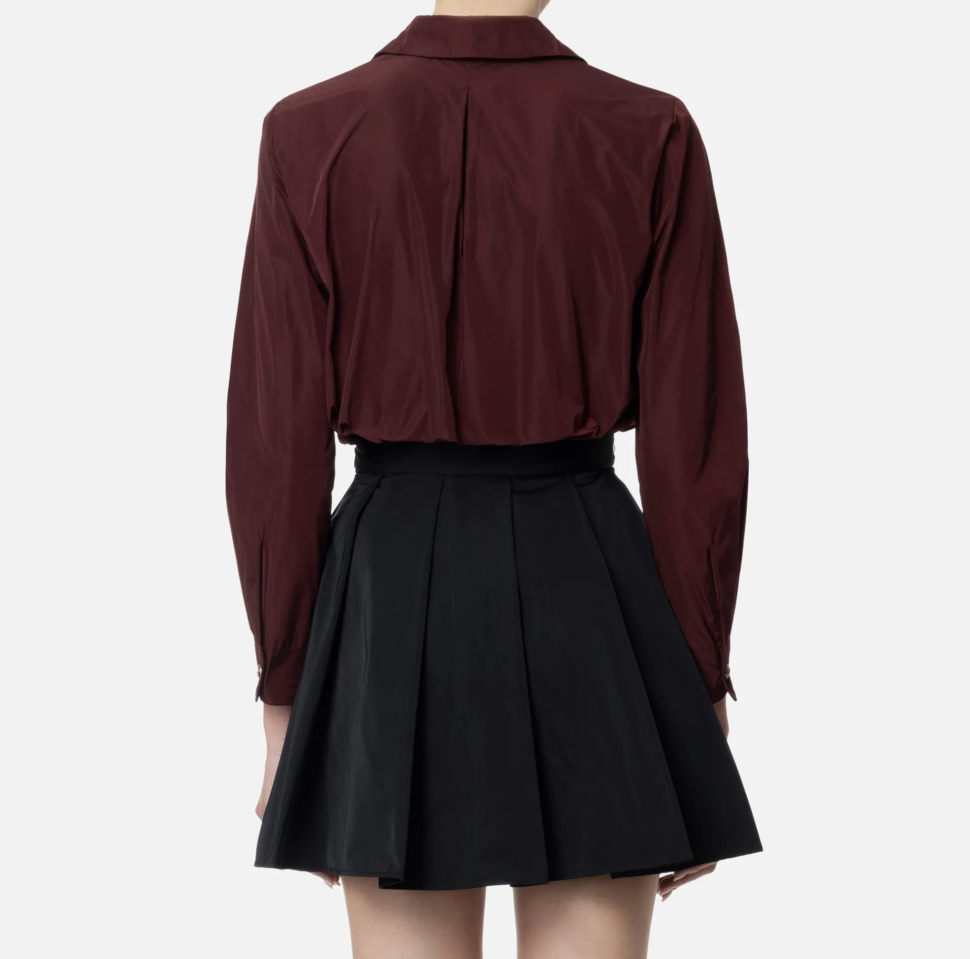 Elisabetta Franchi Shirts And Blouses|Straight shirt in technical nylon with tie RougeNoir