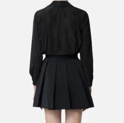Elisabetta Franchi Shirts And Blouses|Straight shirt in technical nylon with tie Black