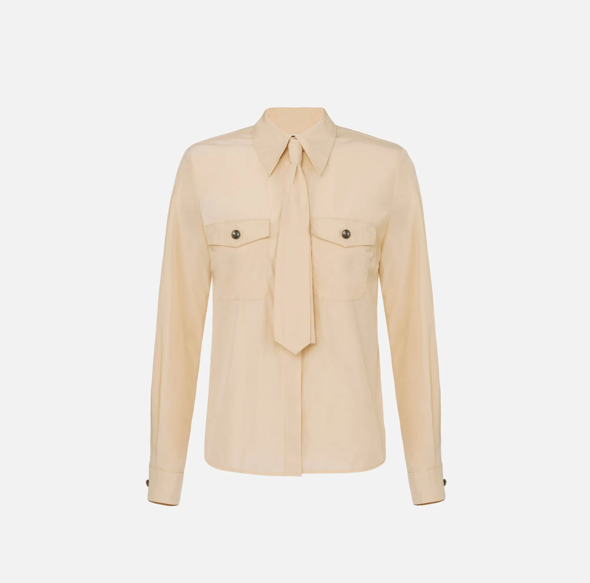 Elisabetta Franchi Shirts And Blouses|Straight shirt in technical nylon with tie Cream