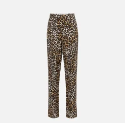 Elisabetta Franchi Trousers And Shorts|Tailleur|Straight trousers in animalier crêpe fabric with double darts Animalprint