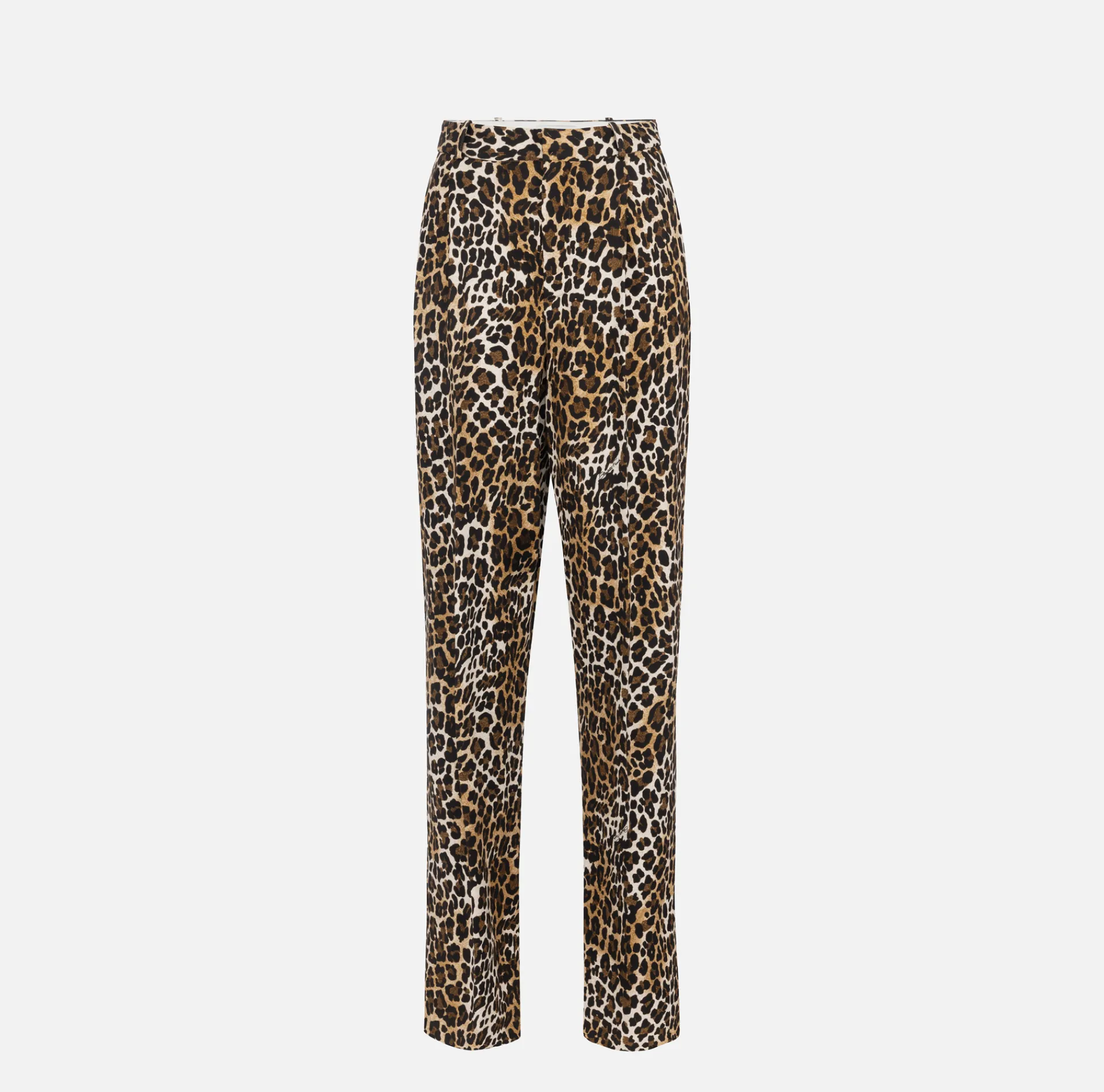 Elisabetta Franchi Trousers And Shorts|Tailleur|Straight trousers in animalier crêpe fabric with double darts Animalprint