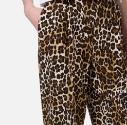 Elisabetta Franchi Trousers And Shorts|Tailleur|Straight trousers in animalier crêpe fabric with double darts Animalprint