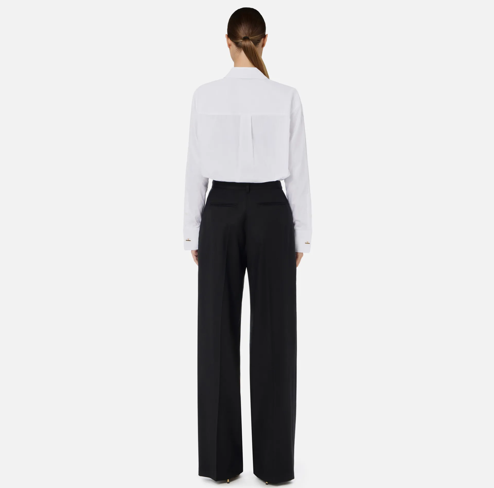 Elisabetta Franchi Trousers And Shorts|Straight trousers in cool wool with darts Black