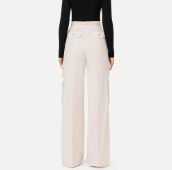 Elisabetta Franchi Trousers And Shorts|Straight trousers in crêpe fabric with pockets and belt Latex