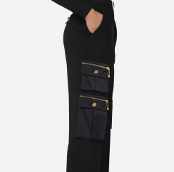 Elisabetta Franchi Trousers And Shorts|Straight trousers in crêpe fabric with pockets and belt Black