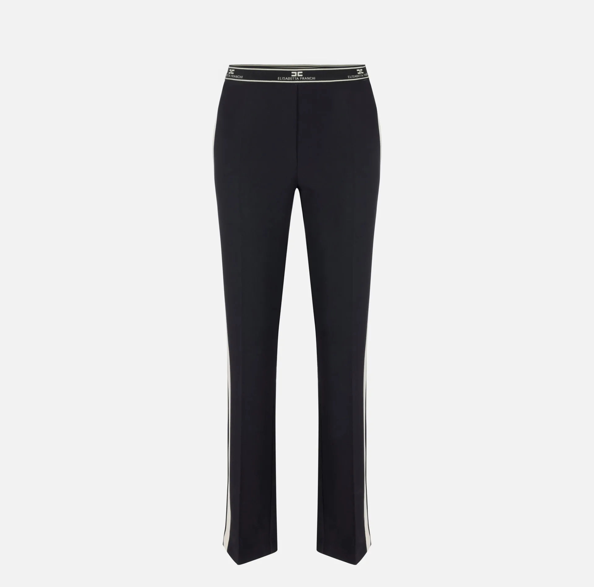 Elisabetta Franchi Trousers And Shorts|Straight trousers in crêpe fabric with side band Black