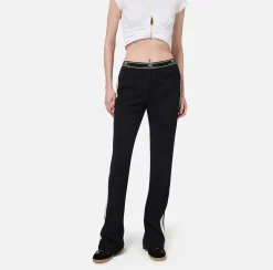 Elisabetta Franchi Trousers And Shorts|Straight trousers in crêpe fabric with side band Black