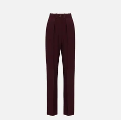 Elisabetta Franchi Trousers And Shorts|Straight trousers in crêpe satin fabric with bands RougeNoir