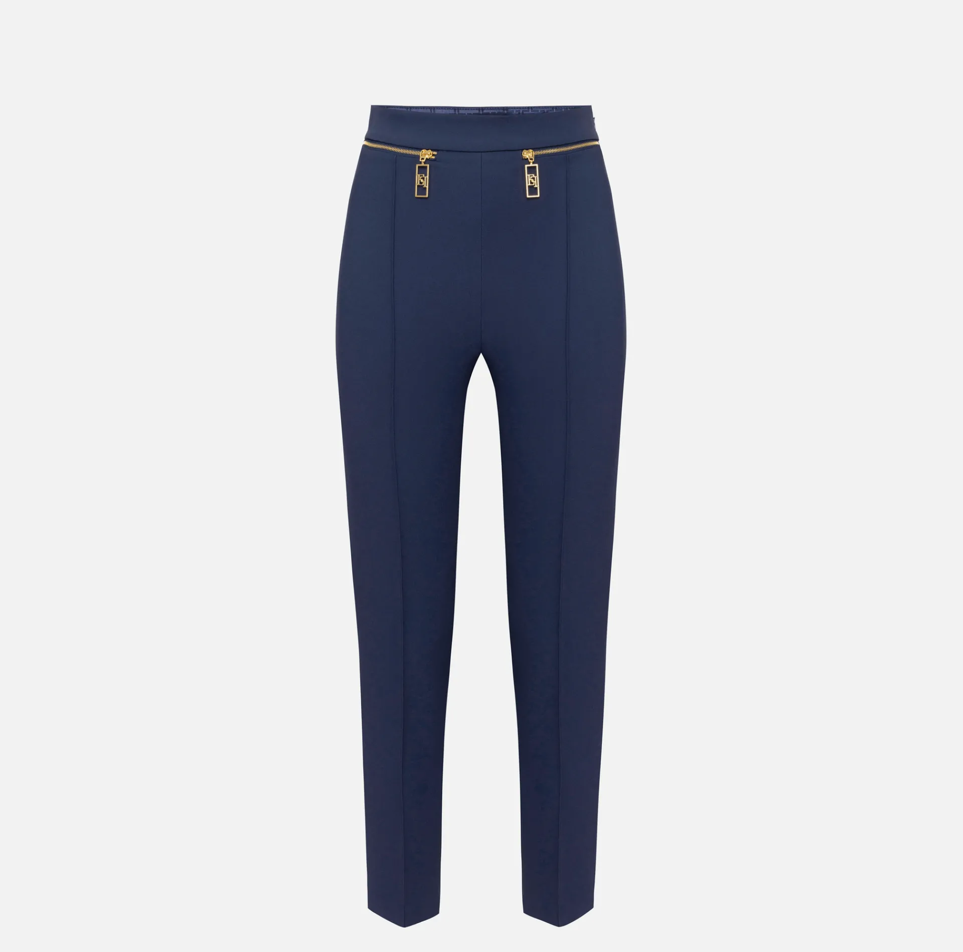 Elisabetta Franchi Trousers And Shorts|Tailleur|Straight trousers in crêpe fabric with zip Navy