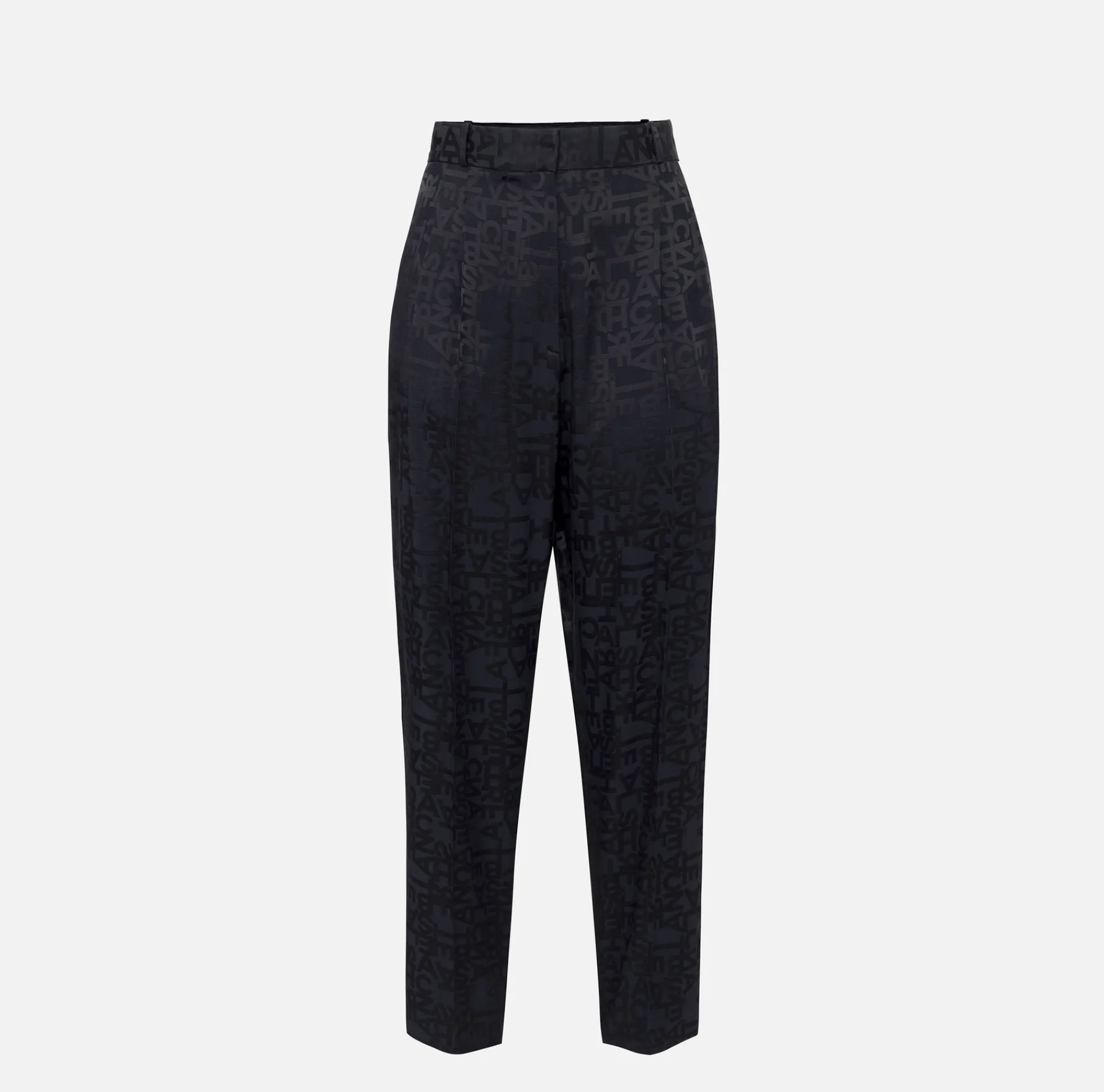 Elisabetta Franchi Trousers And Shorts|Tailleur|Straight trousers in jacquard crêpe fabric with lettering Black