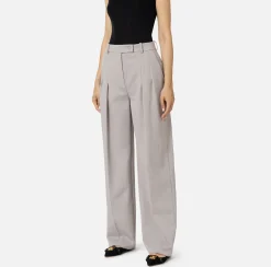 Elisabetta Franchi Trousers And Shorts|Tailleur|Straight trousers in melange cool wool fabric with double darts Pearl