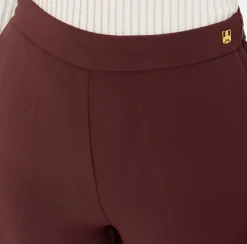 Elisabetta Franchi Trousers And Shorts|Tailleur|Straight trousers in stretch crêpe fabric with logo rivet RougeNoir