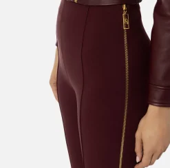 Elisabetta Franchi Trousers And Shorts|Straight trousers in stretch crêpe fabric with zip RougeNoir