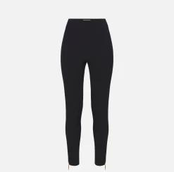 Elisabetta Franchi Trousers And Shorts|Straight trousers in stretch crêpe fabric with zip Black
