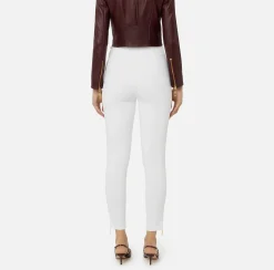 Elisabetta Franchi Trousers And Shorts|Straight trousers in stretch crêpe fabric with zip Ivory