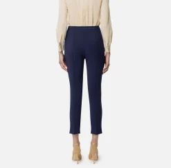 Elisabetta Franchi Trousers And Shorts|Straight trousers in technical fabric with horsebit Navy