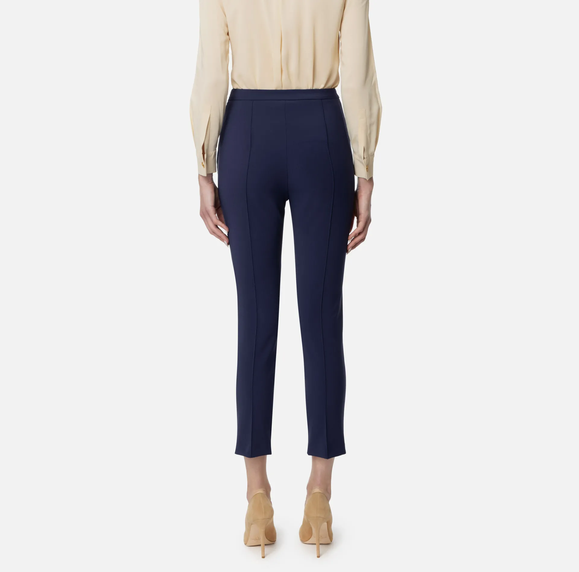 Elisabetta Franchi Trousers And Shorts|Straight trousers in technical fabric with horsebit Navy