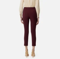 Elisabetta Franchi Trousers And Shorts|Straight trousers in technical fabric with horsebit RougeNoir