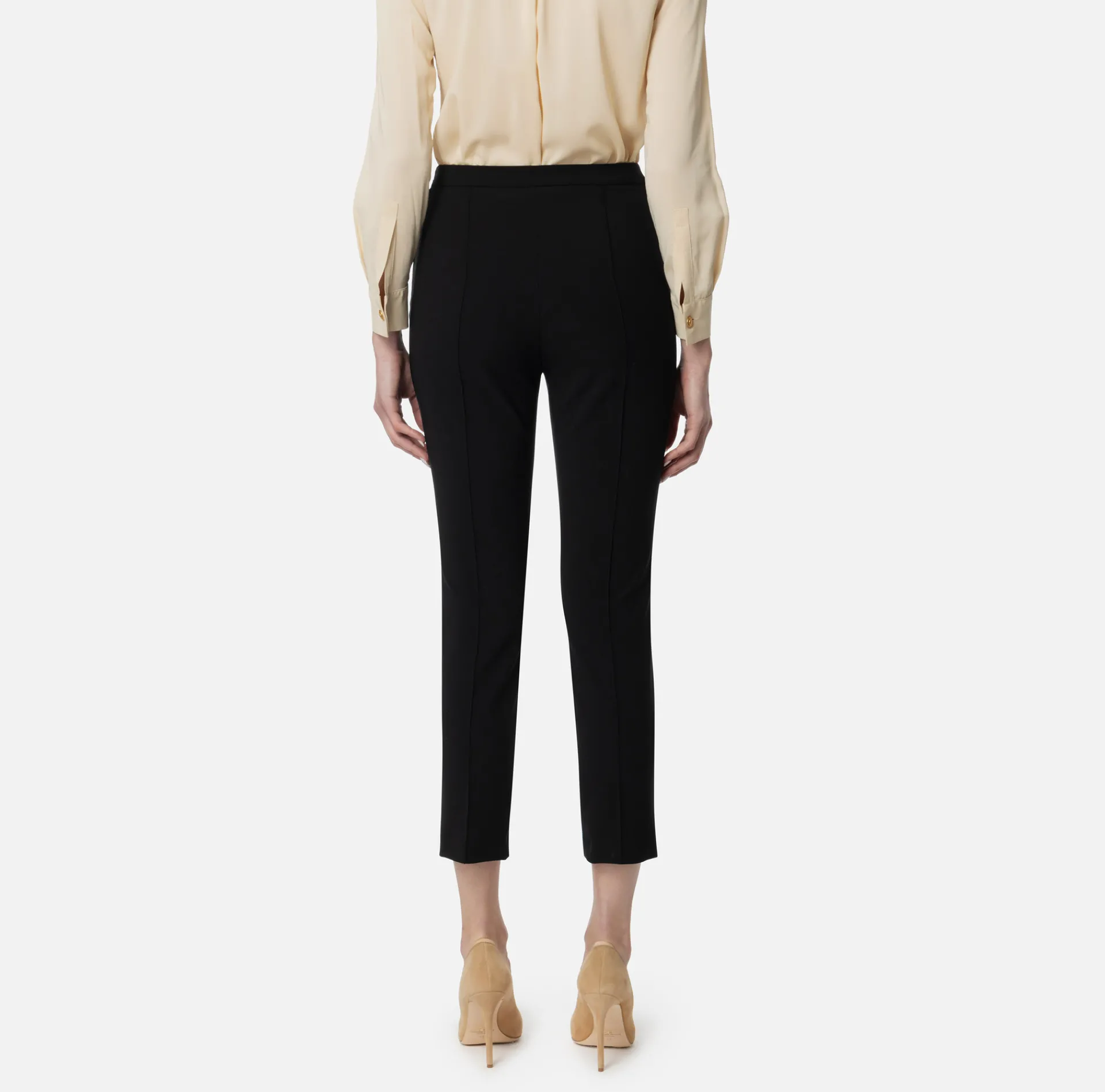 Elisabetta Franchi Trousers And Shorts|Straight trousers in technical fabric with horsebit Black