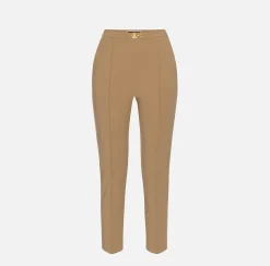 Elisabetta Franchi Trousers And Shorts|Straight trousers in technical fabric with horsebit Camel