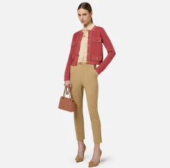 Elisabetta Franchi Trousers And Shorts|Straight trousers in technical fabric with horsebit Camel