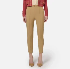 Elisabetta Franchi Trousers And Shorts|Straight trousers in technical fabric with horsebit Camel
