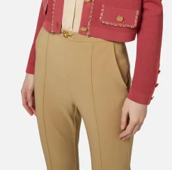 Elisabetta Franchi Trousers And Shorts|Straight trousers in technical fabric with horsebit Camel