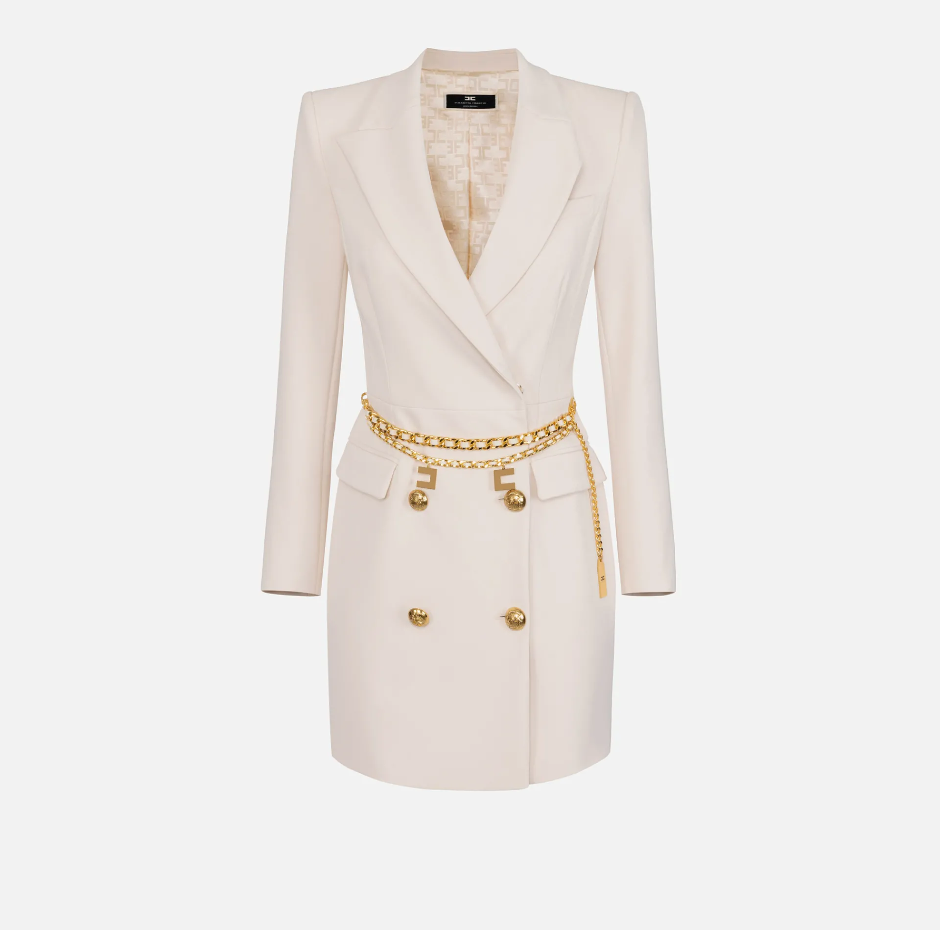 Elisabetta Franchi Dresses|Mini Dresses|Stretch coat dress in crêpe fabric with belt Butter
