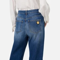 Elisabetta Franchi Jeans|Stretch cotton boyfriend jeans with turn-ups DenimBlue