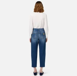 Elisabetta Franchi Jeans|Stretch cotton boyfriend jeans with turn-ups DenimBlue