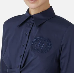 Elisabetta Franchi Shirts And Blouses|Stretch cropped poplin shirt with draping Navy