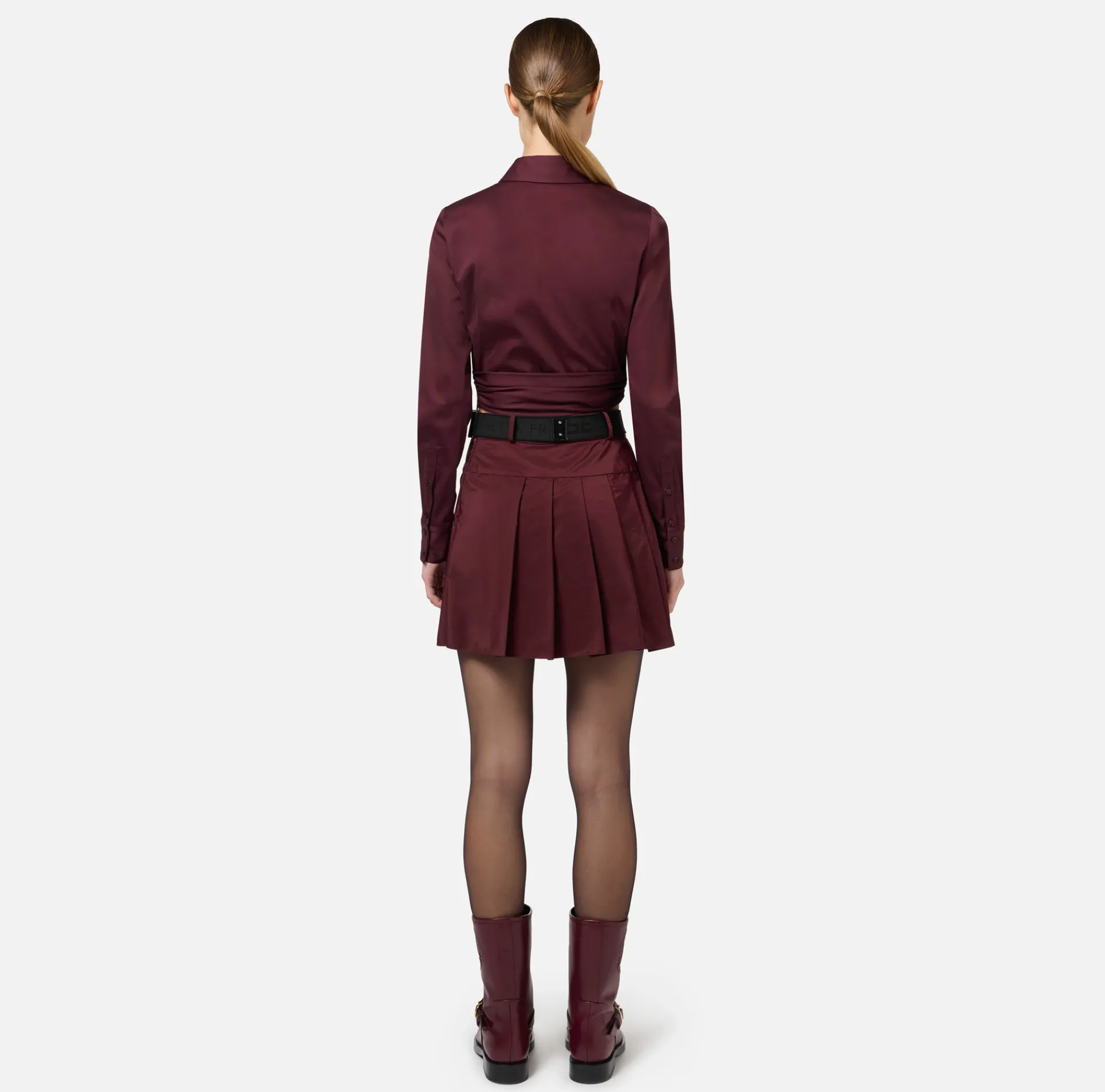 Elisabetta Franchi Shirts And Blouses|Stretch cropped poplin shirt with draping RougeNoir
