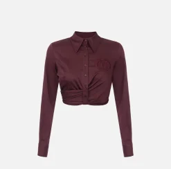 Elisabetta Franchi Shirts And Blouses|Stretch cropped poplin shirt with draping