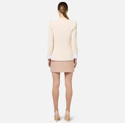 Elisabetta Franchi Jackets And Trench Coats|Tailleur|Stretch crêpe jacket with cotton cuffs Butter