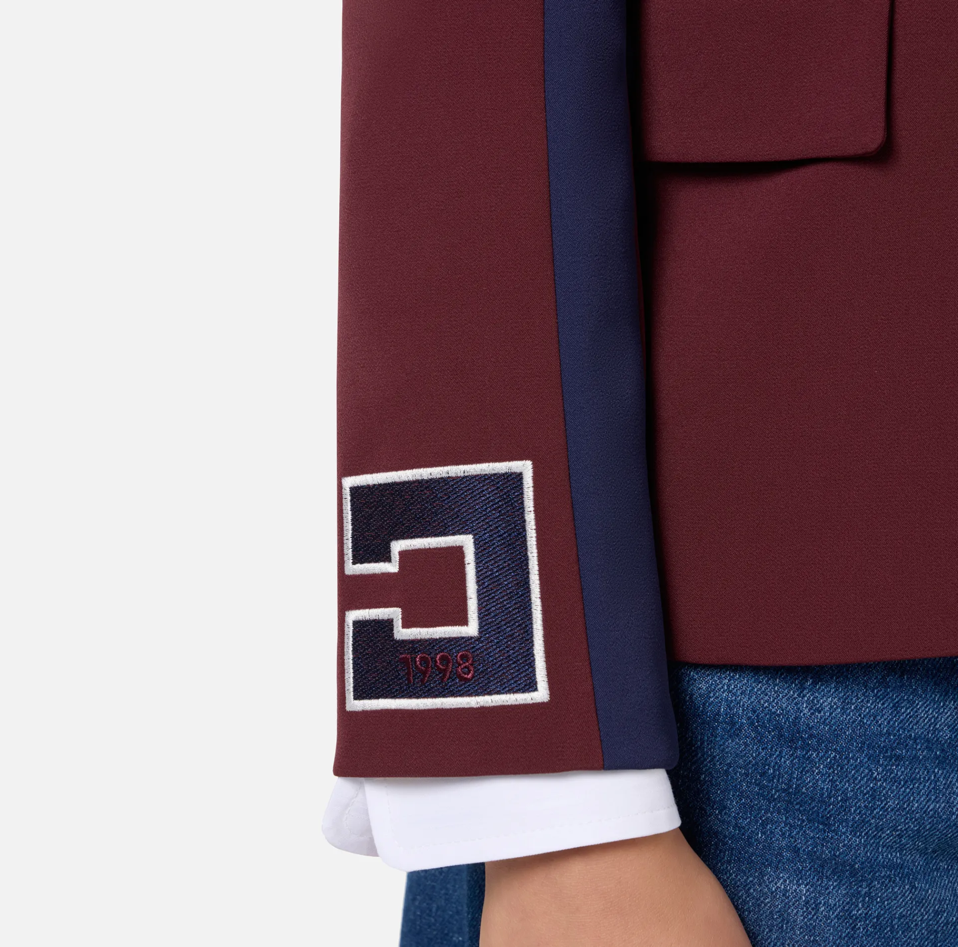 Elisabetta Franchi Jackets And Trench Coats|Stretch crêpe jacket with bands and logo embroidery Gold