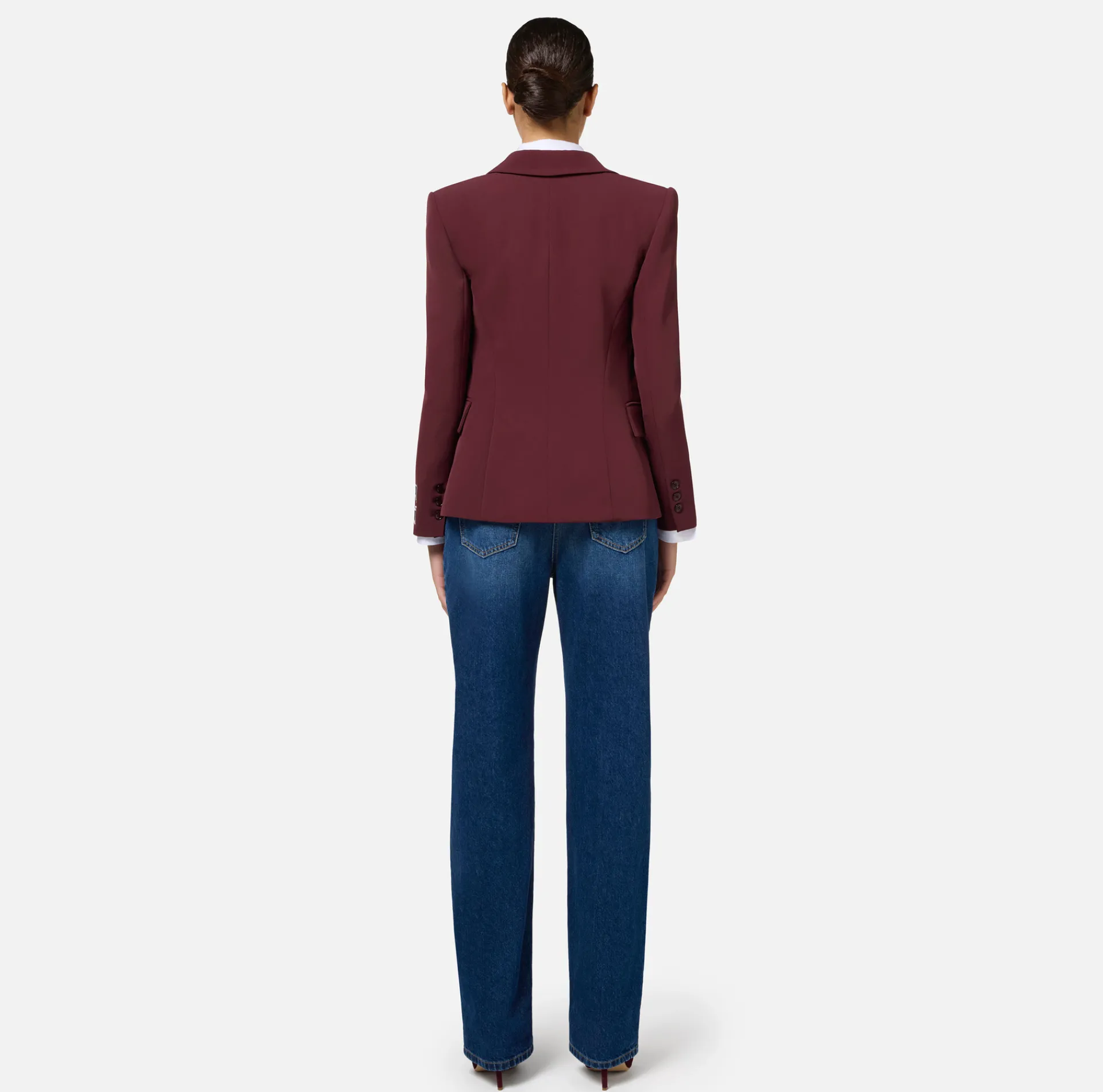 Elisabetta Franchi Jackets And Trench Coats|Stretch crêpe jacket with bands and logo embroidery Gold