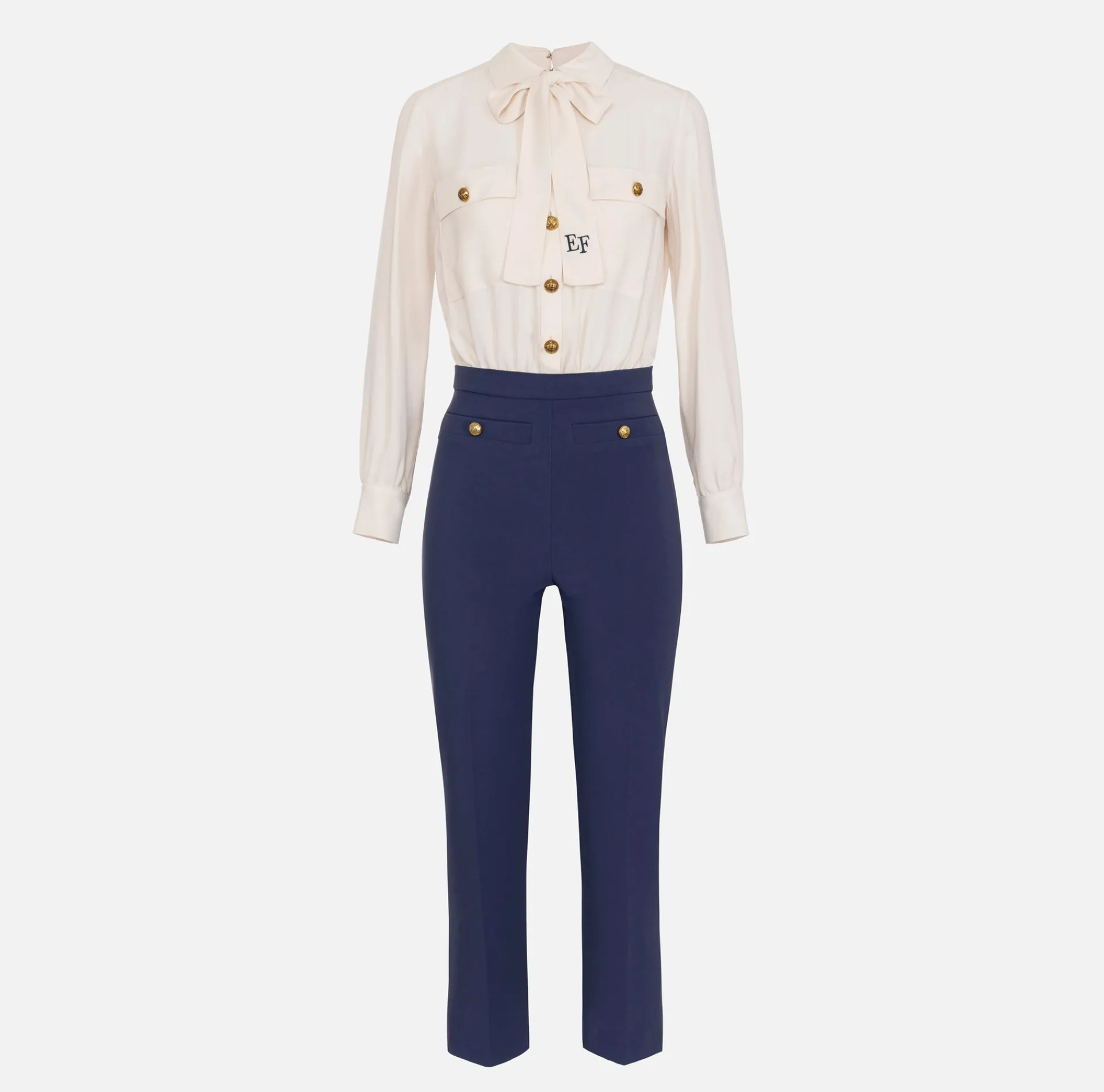 Elisabetta Franchi Jumpsuits|Stretch crêpe jumpsuit with bow