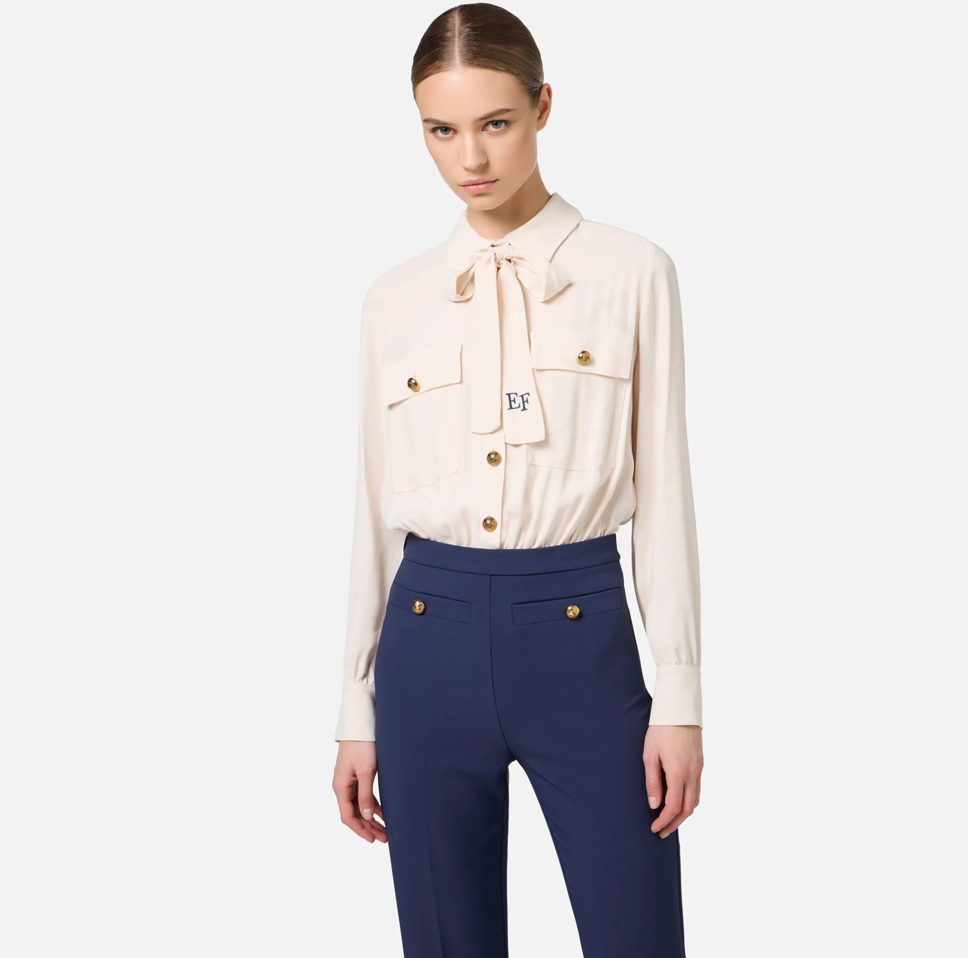 Elisabetta Franchi Jumpsuits|Stretch crêpe jumpsuit with bow