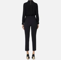 Elisabetta Franchi Jumpsuits|Stretch crêpe jumpsuit with bow Black