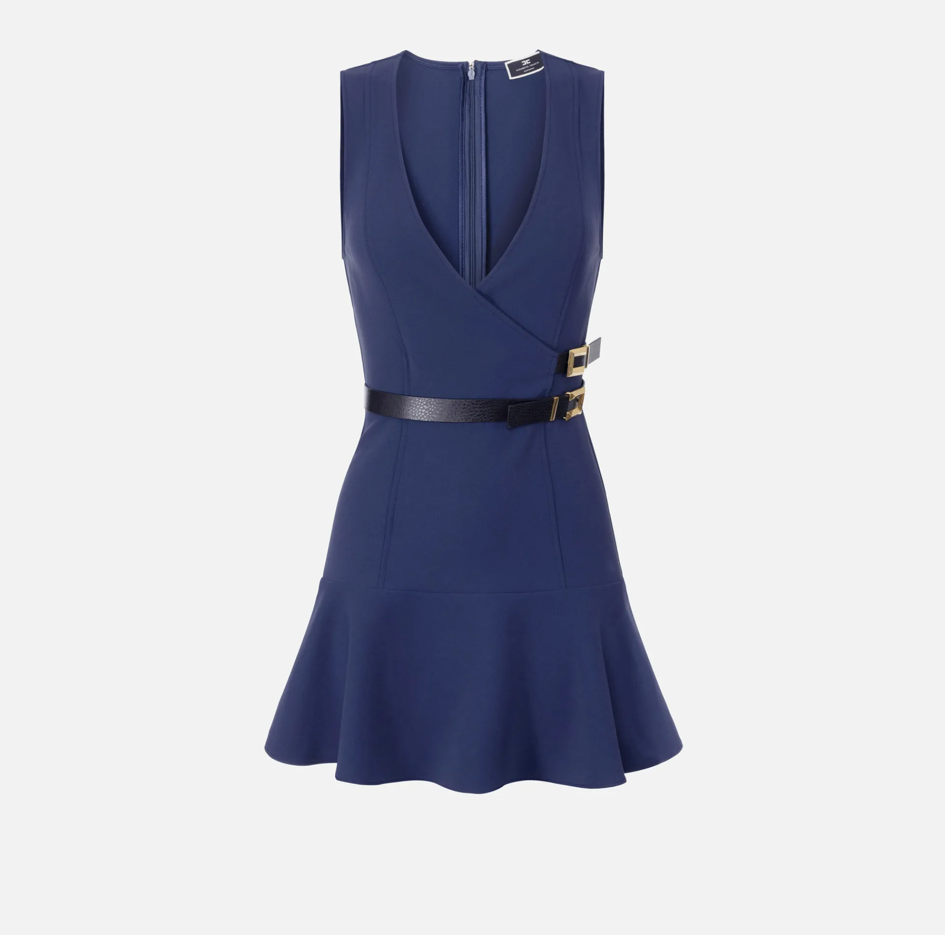 Elisabetta Franchi Mini Dresses|Dresses|Stretch crêpe mini-dress with lacing Navy