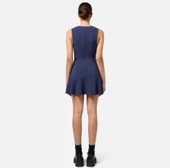 Elisabetta Franchi Mini Dresses|Dresses|Stretch crêpe mini-dress with lacing Navy
