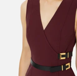 Elisabetta Franchi Mini Dresses|Dresses|Stretch crêpe mini-dress with lacing RougeNoir