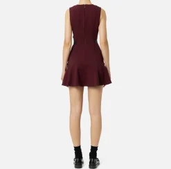 Elisabetta Franchi Mini Dresses|Dresses|Stretch crêpe mini-dress with lacing RougeNoir
