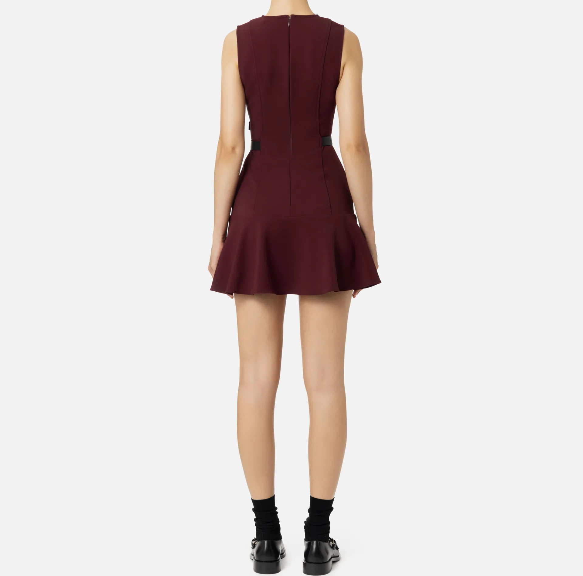Elisabetta Franchi Mini Dresses|Dresses|Stretch crêpe mini-dress with lacing RougeNoir