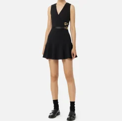 Elisabetta Franchi Mini Dresses|Dresses|Stretch crêpe mini-dress with lacing Black